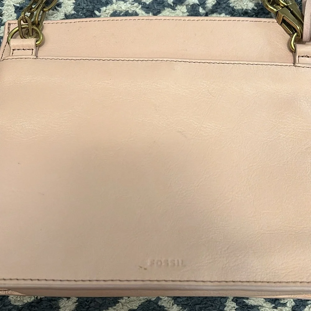 Fossil Stevie SM Chain Crossbody Pink Gold-tone Chain